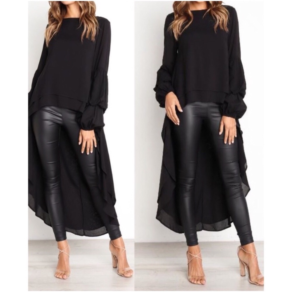 Black or White High-Low Blouse - Picture 4 of 7